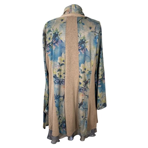 Soft Surroundings Tea Gardens 3/4 Sleeve Floral Layered Waterfall  Topper XL - Picture 5 of 10